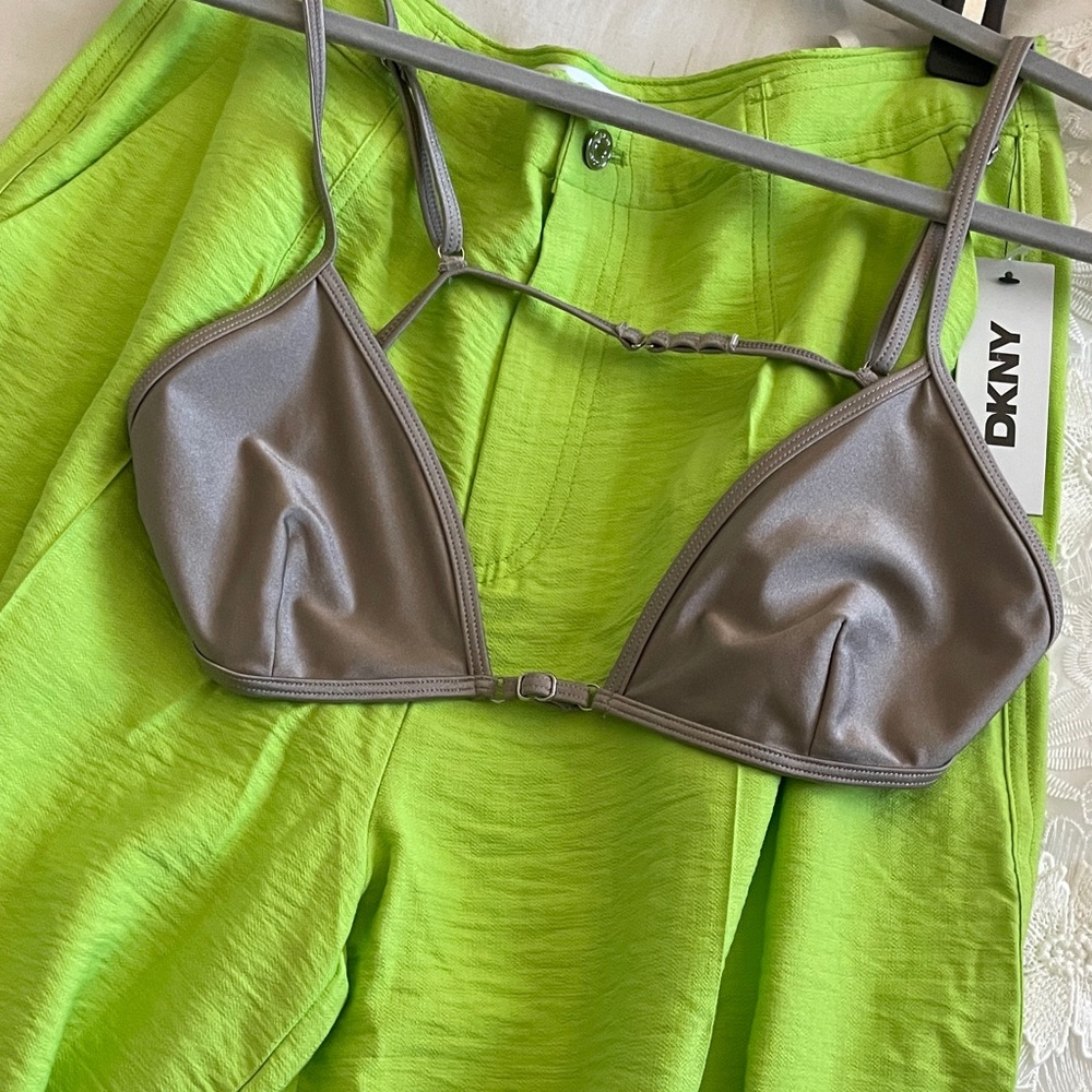 DKNY green wide leg pants